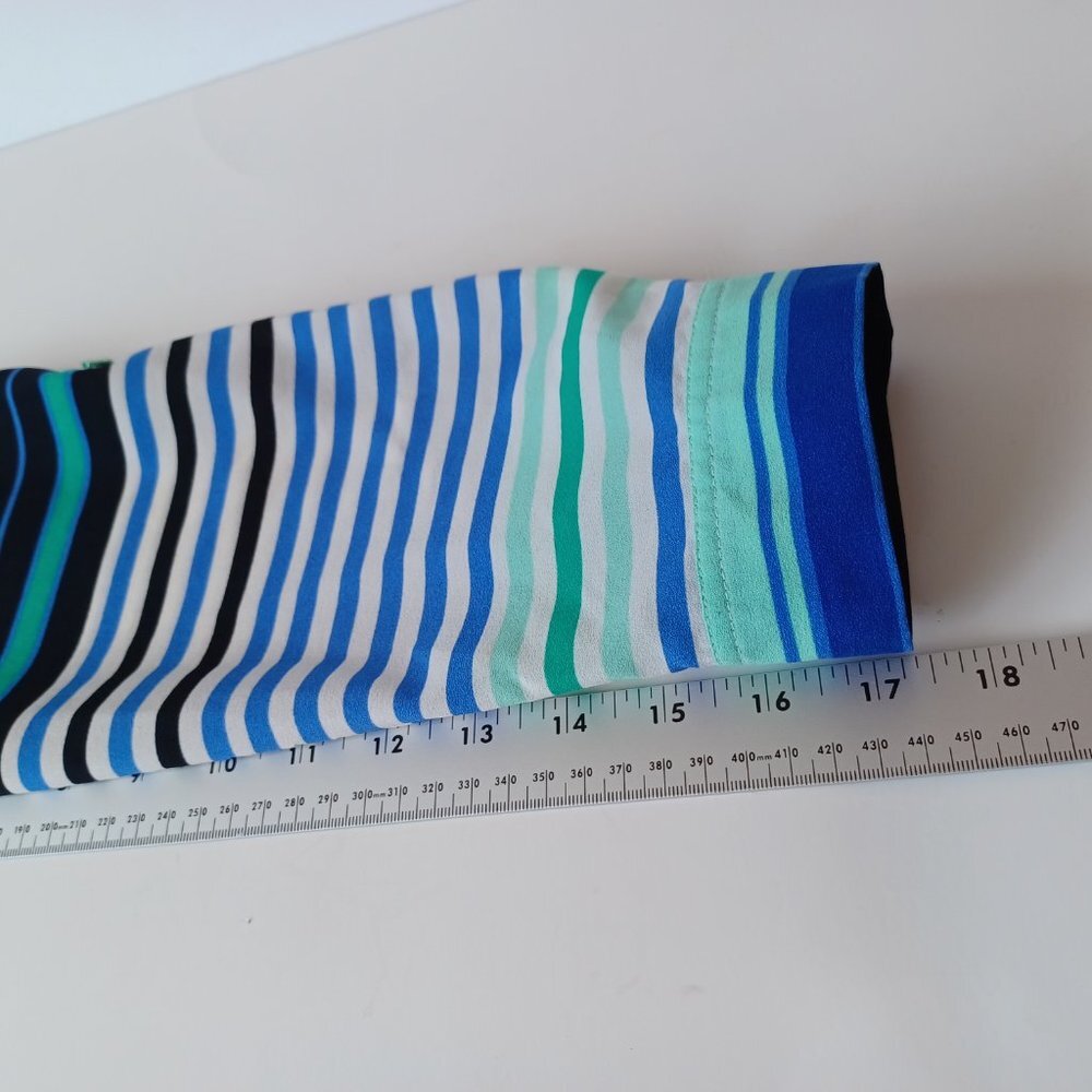 Talbots Blouse Stripe Roll Tab Sleeve Tunic Length Size Large - Picture 12 of 16